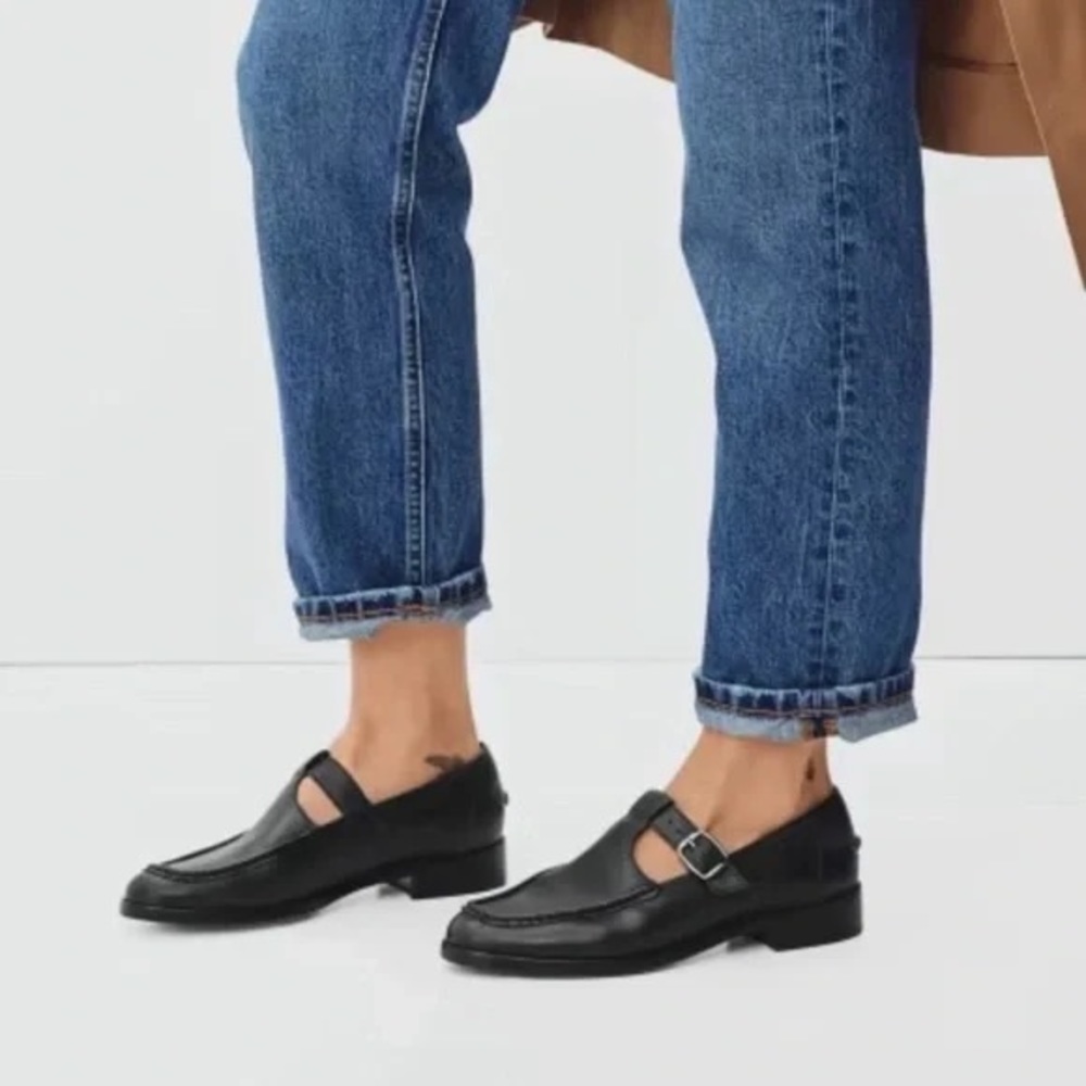 Everlane balck genuine leather Mary Jane flat loafers, NWOT